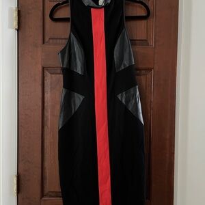 Jason Wu Black and Red Lambskin Leather  Dress